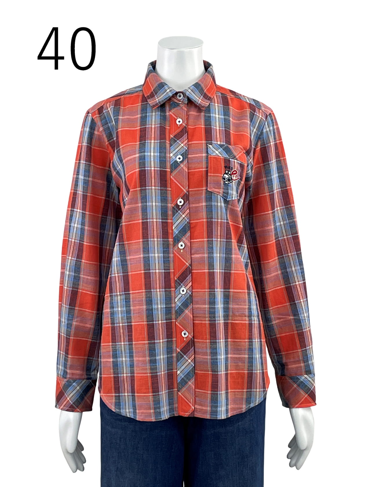 刺繍入り チェック柄シャツ