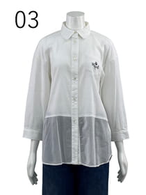 コットンシアー素材 切替シャツ