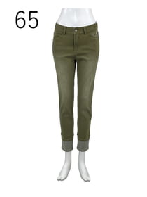 裾切替え ストレッチスリムパンツ