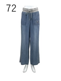 リブウエスト デニムパンツ
