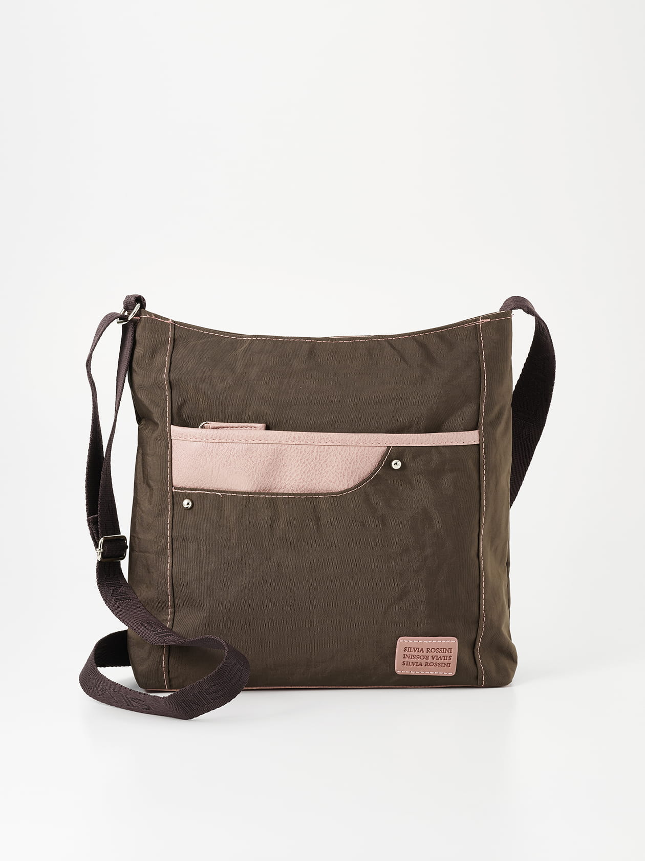 【軽量】【3層】リンクルナイロン 縦型 ショルダーバッグ