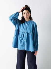 【PRIME denim】キーネックペプラムブラウス