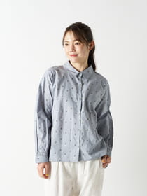 先染めショートカラーバックタックブラウス