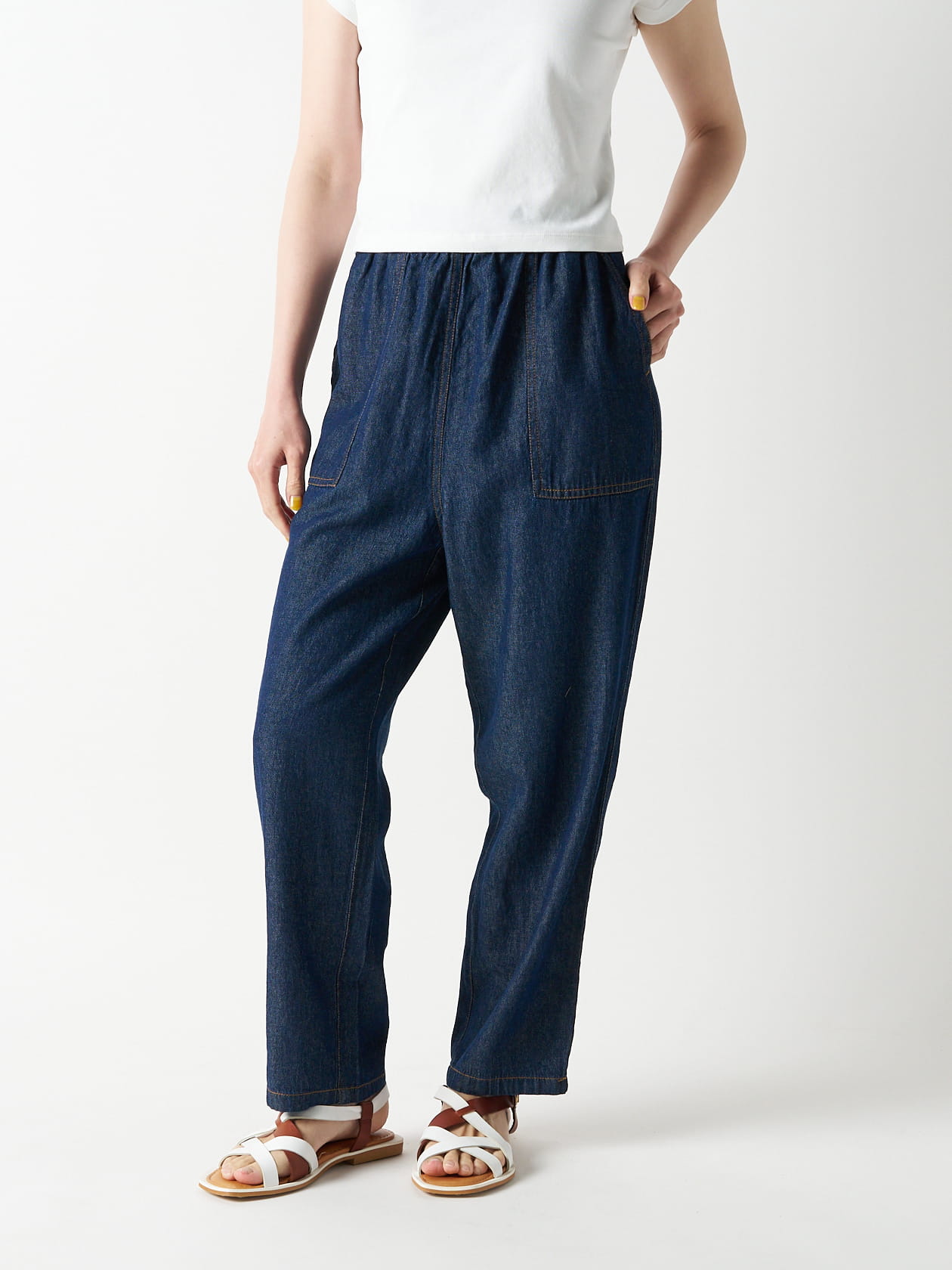 ウエストフリルデニムパンツ