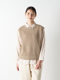 畦編みリブニットベスト