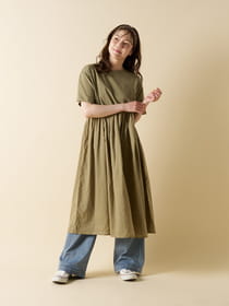 【愛着シリーズ】ラウンドギャザーフレアワンピ