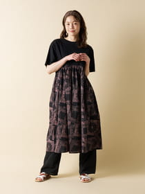 【愛着シリーズ】ラウンドギャザーフレアワンピ