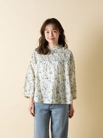 【Flower Garden】フリル襟ヨークシャーリングブラウス