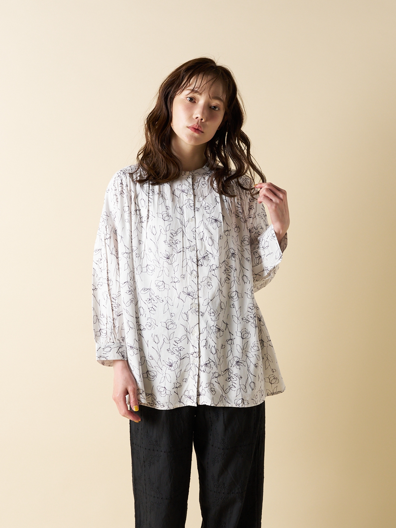 【Flower Garden】ショルダーシャーリングブラウス