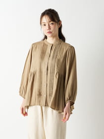 【Linelino】ピンタックペプラムブラウス