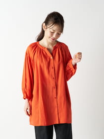 【Linelino】キーネックギャザーブラウス