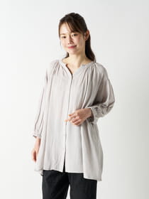 【Linelino】キーネックギャザーブラウス