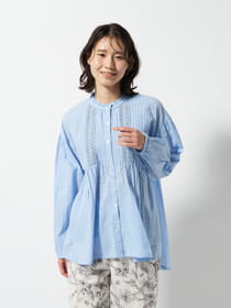 フリル襟ピンタックペプラムブラウス