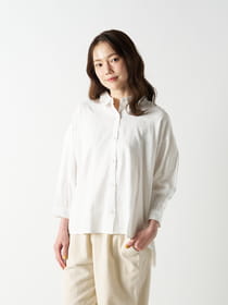 ショートカラーバックタックブラウス