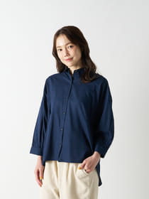 ショートカラーバックタックブラウス