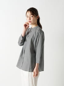 バンドカラーサイドスリットブラウス