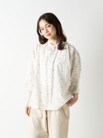 フラワープリントギャザーブラウス