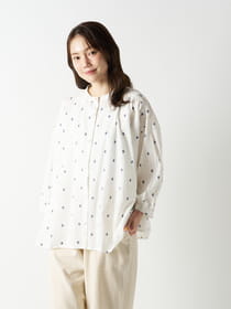 フラワープリントギャザーブラウス