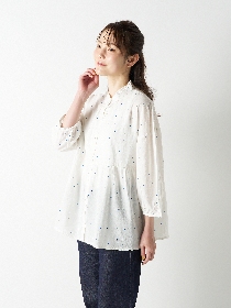 ドットフリルカラーペプラムブラウス
