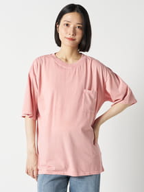 【愛着シリーズ】パッチポケット付きリブネックピグメントTシャツ