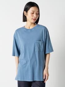 【愛着シリーズ】パッチポケット付きリブネックピグメントTシャツ