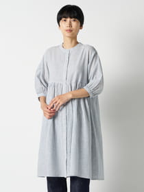 ぺプラム切り替えギャザーワンピ