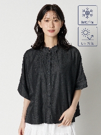 【PRIME denim】クールタッチデニムフリルネックブラウス