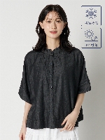 PRIME denim】クールタッチデニムフリルネックブラウス（629530110