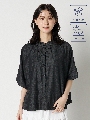 【PRIME denim】クールタッチデニムフリルネックブラウス