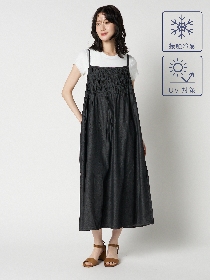 【PRIME denim】クールタッチデニムシャーリングキャミワンピース