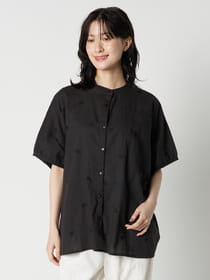 【Linelino】ナチュラルドット刺繍ドルマン風ブラウス