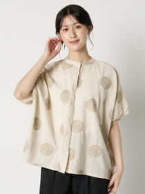【Linelino】ナチュラルドット刺繍ドルマン風ブラウス