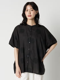 【Linelino】ナチュラルドット刺繍ドルマン風ブラウス