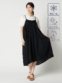 【盆ボヤージュセール！】【愛着シリーズ】無地ギャザーキャミワンピース＆Tシャツセット