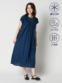 【すずかつ】クールタッチフリルシャーリングワンピース