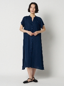 レーヨンスキッパ―フレンチスリーブAラインワンピース