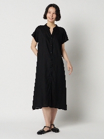 レーヨンスキッパ―フレンチスリーブAラインワンピース