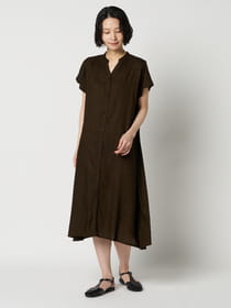レーヨンスキッパ―フレンチスリーブAラインワンピース