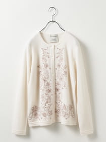 カシミヤ刺繍カーディガン