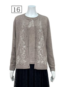 カシミヤ刺繍カーディガン