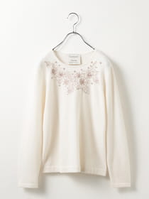 カシミヤ刺繍プルオーバー