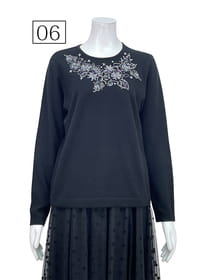 カシミヤ刺繍プルオーバー