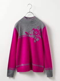 カシミヤ胸元ジャガードプルオーバー