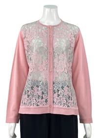 配色レースカーディガン