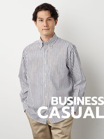 オルタネートストライプボタンダウンシャツ