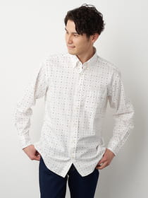 小紋プリントボタンダウンシャツ