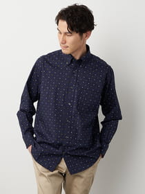 小紋プリントボタンダウンシャツ