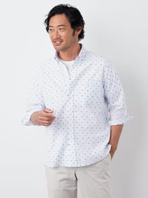 カットジャガード7分袖ボタンダウンシャツ