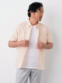 スラブボーダー半袖シャツ