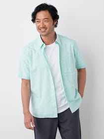 スラブボーダー半袖シャツ